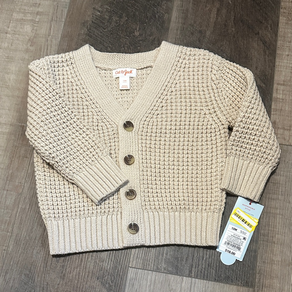 Cat & Jack Cream Knit Cardigan with Buttons